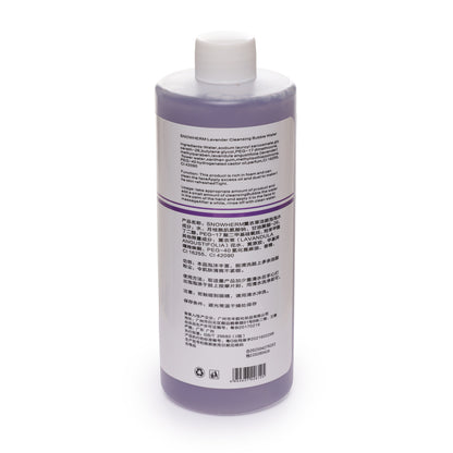 Bottle of cleaning solution with a label on a white background