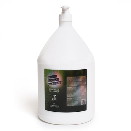 Large 3.7L bottle of fresh Zenith Coconut lotion showing the green and black label detailing ingredients and branding.