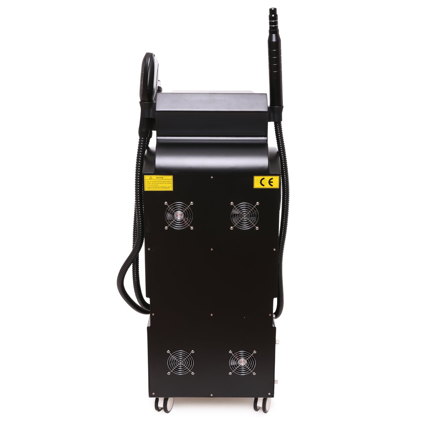 Black laser tattoo machine with fans and a hose