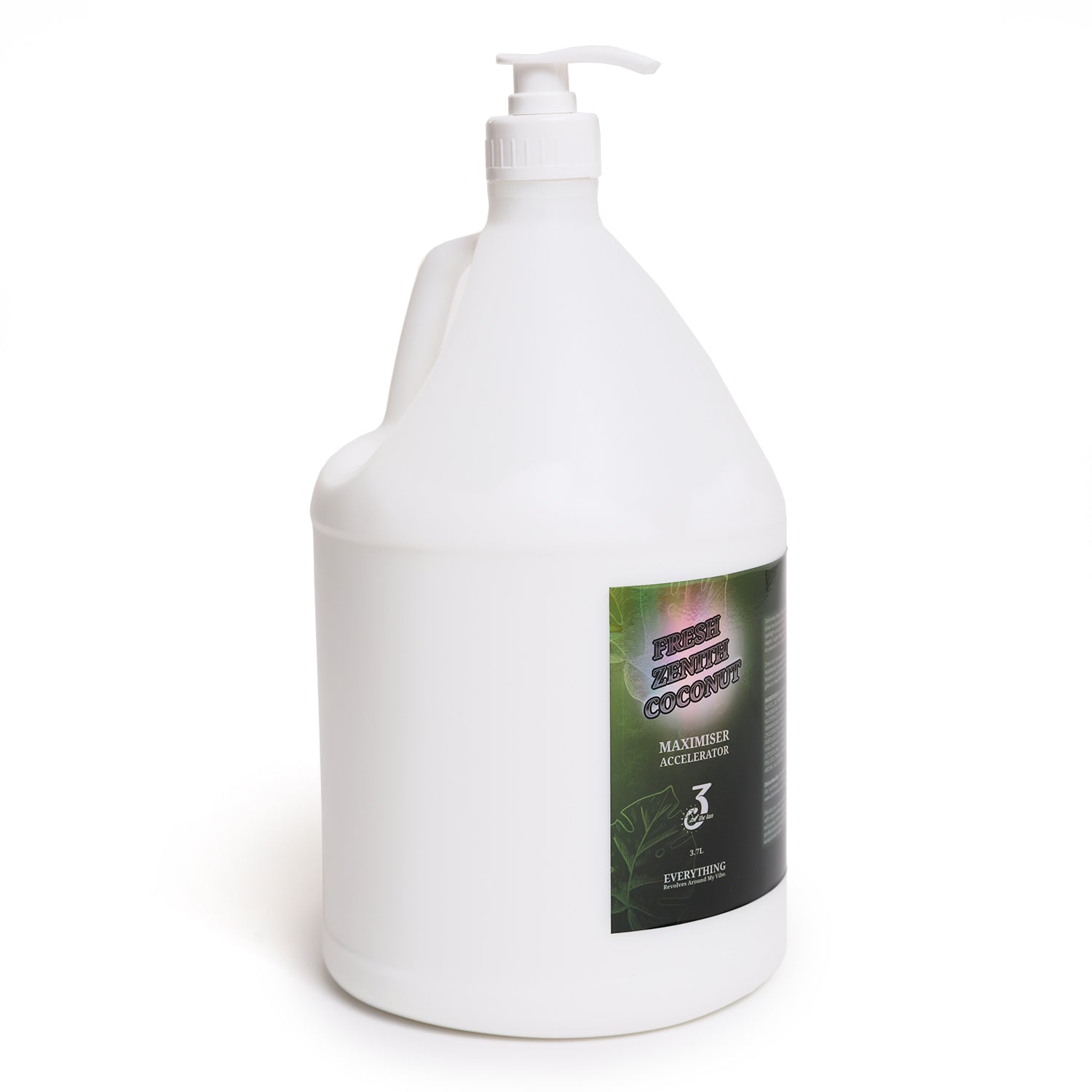 Angled view of fresh Zenith Coconut lotion showing the green label with tropical-themed branding.