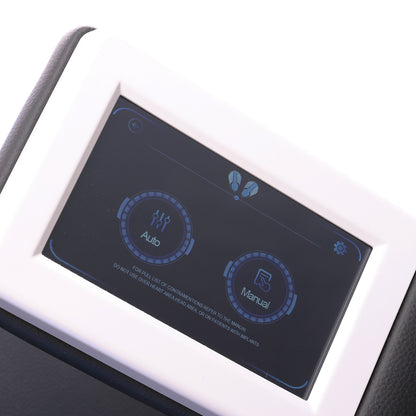 Close-up of pelvic floor treatment chair control screen with auto and manual settings