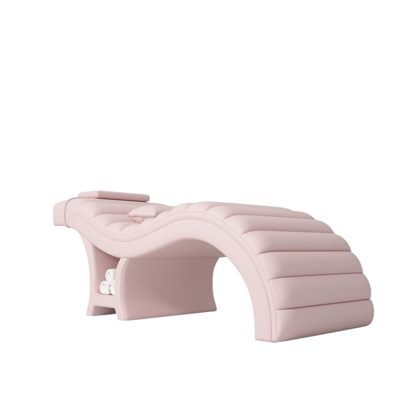 Pink curved Lash Bed for Eyelash Extensions – Solace Studio Salon Bed