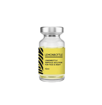 Single Lemonbottle Ampoule Solution vial, 10ml, for face and body cosmetic applications.