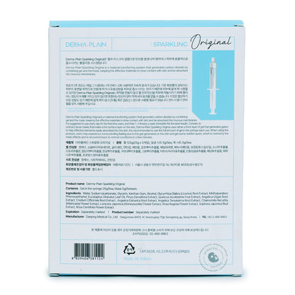 Back view of Derma-Plain Sparkling Original packaging with text and product image.