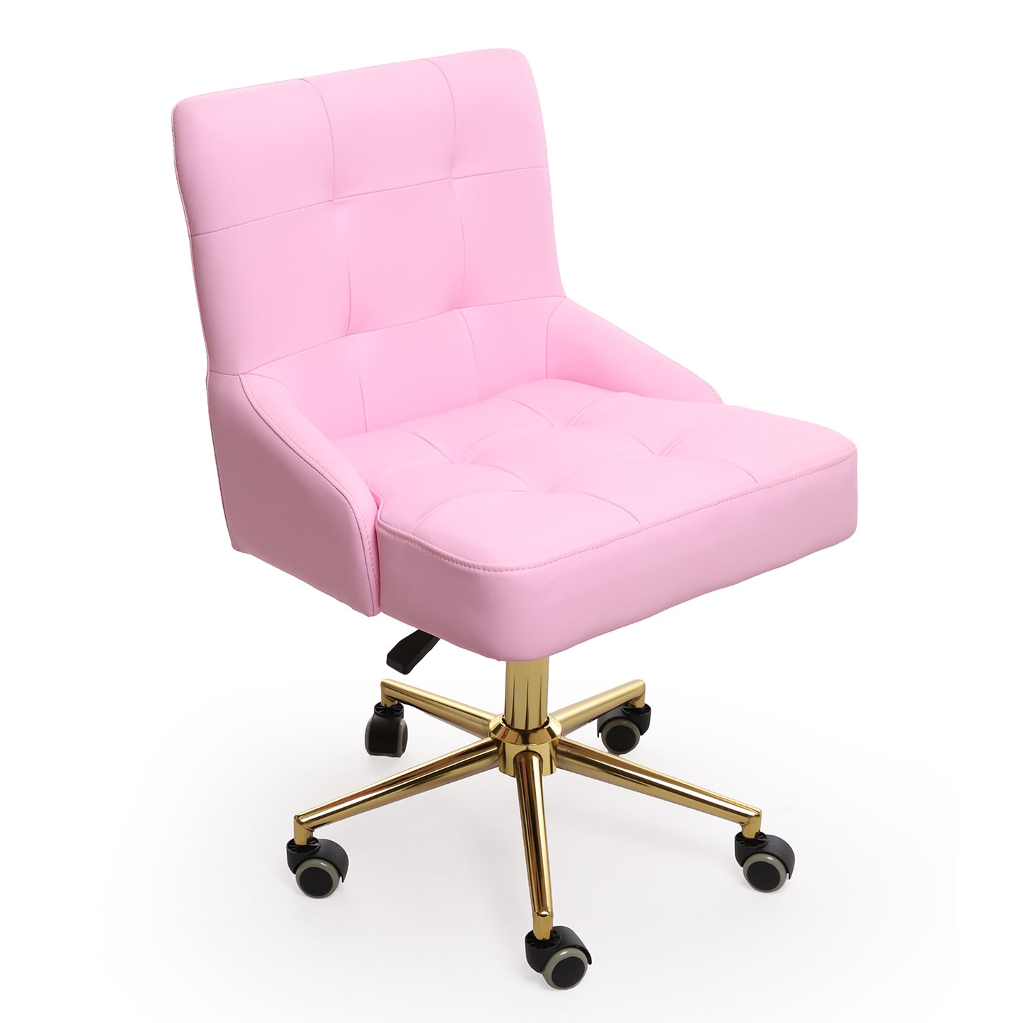 adjustable beauty salon chair in pink and gold