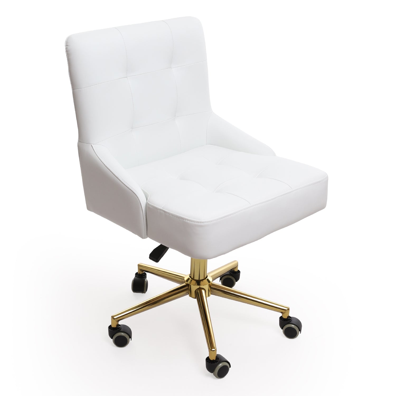 adjustable beauty salon chair in white and gold