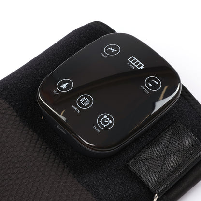 Black electronic device with control panel for red light knee pad