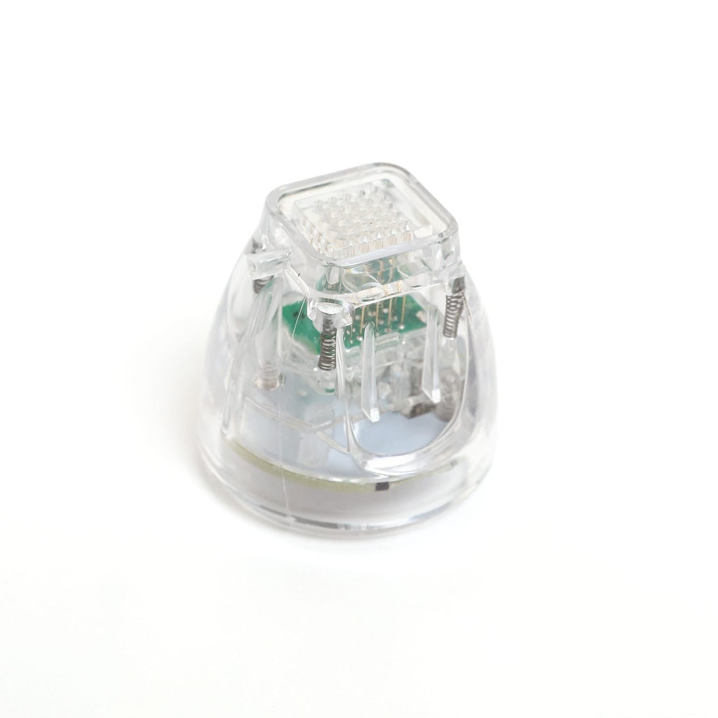 Clear electronic component on a white background