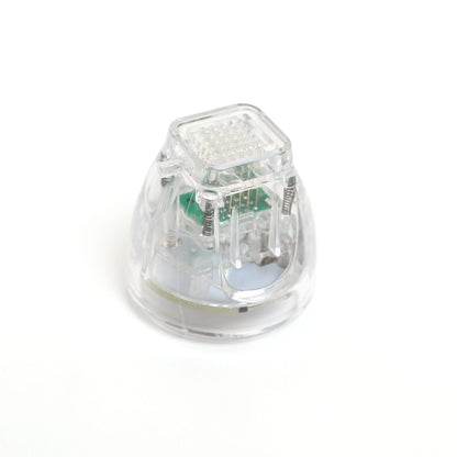 Clear electronic component on a white background