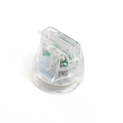 Clear electronic component on a white background